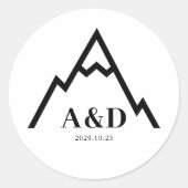 素朴シンプル山結婚のカスタム ラウンドシール (正面)