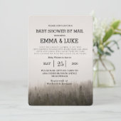 素朴シンプル林霧の風景ベビーシャワー 招待状 (スタンド正面)