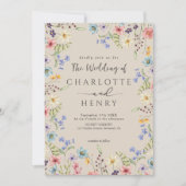 素朴シンプル植物野結婚花 招待状 (正面)