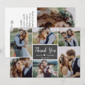 素朴シンプル6フォトコラージュ結婚スクリプト サンキューカード (正面/裏面)