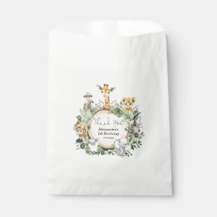 素朴ジャングルグリーンリーサファリワイルドアニマルズパーティー フェイバーバッグ