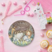 素朴ジャングル動物ベビーシャワー7"プレート ペーパープレート (パーティー)