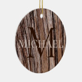 素朴スギ樹皮自然アウトドアモノグラム セラミックオーナメント (右)