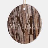 素朴スギ樹皮自然アウトドアモノグラム セラミックオーナメント (左)