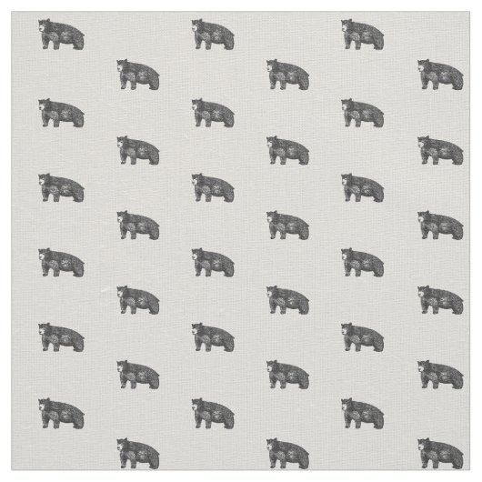 素朴スケッチブラックベア ファブリック (見本)