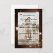 素朴スタイリッシュな田舎木の光結婚の写真 招待状 (正面/裏面)