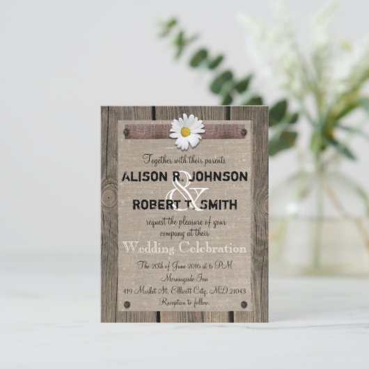 素朴スタイル結婚式招待状とデイジー 招待状 (スタンド正面)