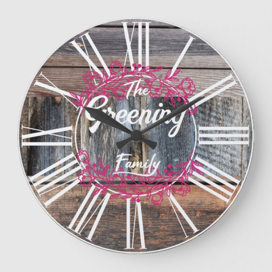 素朴スタイル，木目，家族の贈り物，シェーカー ラージ壁時計 (正面)