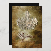 素朴スチームパンクヴィンテージ結婚シャンデリア 招待状 (正面/裏面)