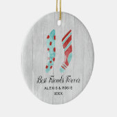 素朴ストッキングパーソナライズされた最高の友 セラミックオーナメント (右)