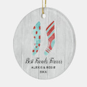 素朴ストッキングパーソナライズされた最高の友 セラミックオーナメント (左)