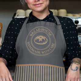 素朴ストライプのベーカリースタッフのエプロン自然カラー エプロン