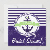 素朴ストライプ航海のBridal Shower招待 招待状 (正面)