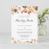 素朴スペインのエレガント秋結婚フローラ 招待状 (スタンド正面)