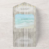 素朴スモダンクリプトビーチ結婚式 オールインワン招待状 (外側)