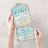 素朴スモダンクリプトビーチ結婚式 オールインワン招待状 (貼ってはがせる)