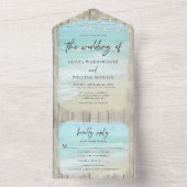 素朴スモダンクリプトビーチ結婚式 オールインワン招待状 (内側)