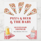 素朴スライスモダンピザビール赤ちゃんシャワー ワインラベル (シングルラベル)