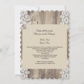 素朴ス結婚ベージュパールレースウッドバーラップ4 招待状 (裏面)