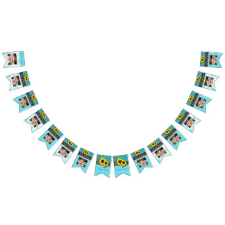 素朴ス結婚ンフラワーティール（緑がかった色）ウッドグレイストライプ バンティングフラッグ