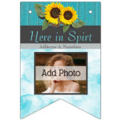 素朴ス結婚ンフラワーティール（緑がかった色）ウッドグレイストライプ バンティングフラッグ (第2の旗)