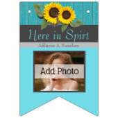 素朴ス結婚ンフラワーティール(緑がかった色)ウッドグレイストライプ バンティングフラッグ (第3の旗)