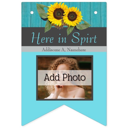 素朴ス結婚ンフラワーティール(緑がかった色)ウッドグレイストライプ バンティングフラッグ (第3の旗)