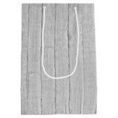 素朴ス結婚ンフラワーティール（緑がかった色）ウッドグレイストライプ ミディアムペーパーバッグ (裏面)