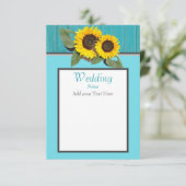 素朴ス結婚ンフラワーティール（緑がかった色）ウッドグレイストライプ 招待状 (スタンド正面)