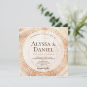 素朴ズ結婚ウッドカットグレインカスタム招待状 招待状 (スタンド正面)