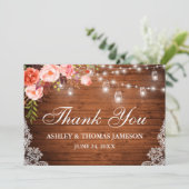 素朴ズ結婚ウッドコーラルフローラジャイルライツレース サンキューカード (スタンド正面)