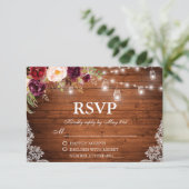 素朴ズ結婚ウッドライトジャースレースフローラRSVP 出欠カード (スタンド正面)