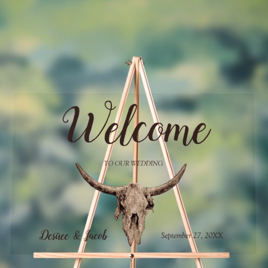 素朴ズ結婚ブラウン牛スカルカントリーウェスタン アクリルサイン (ニュートラル)