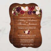 素朴ズ結婚ブルゴーニュフローラウッド招待状B 招待状 (正面/裏面)