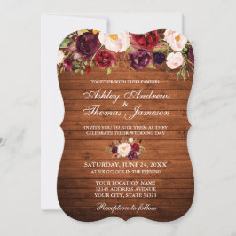 素朴ズ結婚ブルゴーニュフローラウッド招待状B 招待状