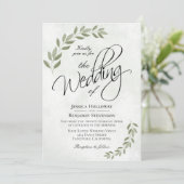 素朴セージグリーンウォーター葉カラーシッ結婚チ 招待状 (スタンド正面)