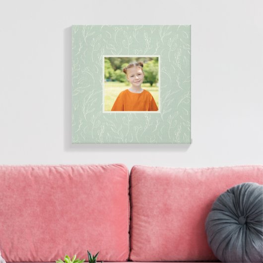 素朴セージグリーン植物学フローラカスタム写真 キャンバスプリント (インサイチュ (リビング))