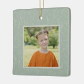 素朴セージグリーン植物学フローラカスタム写真 セラミックオーナメント (左)