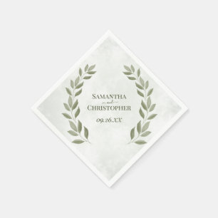 素朴セージグ葉リーグ結婚の色 スタンダードカクテルナプキン