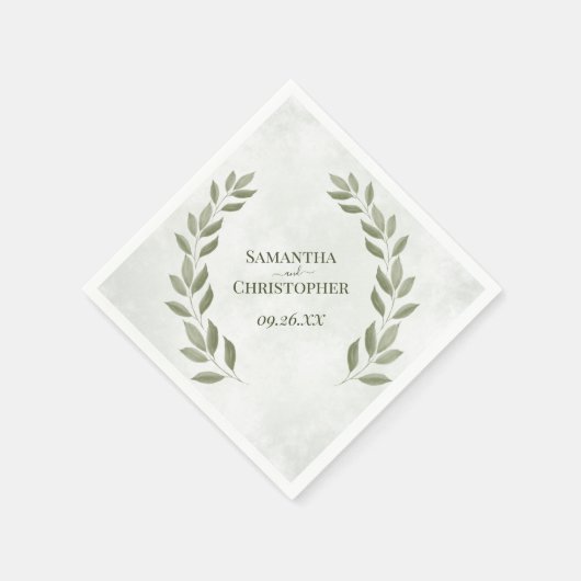 素朴セージグ葉リーグ結婚の色 スタンダードカクテルナプキン (角)