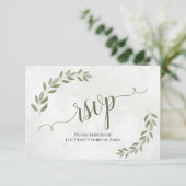 素朴セージ葉グリーシンプルズ結婚の 出欠カード (スタンド正面)