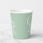 素朴セージ・グリーン氏パーソナライズされた夫妻 紙コップ (左)