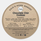 素朴ソーシャルハンドルチョコレートチップクッキーラベル ラウンドシール (正面)