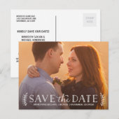 素朴タイポグラフィオーバーレイ写真の保存日付 案内ポストカード (正面/裏面)