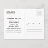 素朴タイポグラフィオーバーレイ写真の保存日付 案内ポストカード (裏面)