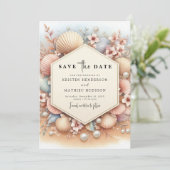 素朴タイポグラフィビーチ結婚式 セーブザデート (スタンド正面)