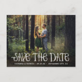 素朴タイポグラフィ写真ウェディング日付の保存 案内ポストカード (正面)