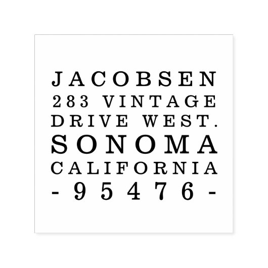 素朴タイポグラフィ差出人住所スタンプ セルフインキングスタンプ (デザイン)