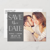 素朴タイポグラフィ日付はがきを保存 |グレー 案内ポストカード (正面/裏面)