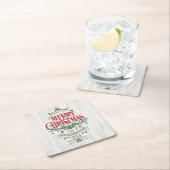 素朴タイポグラフィ赤/緑ID550 スクエアペーパーコースター (インサイチュ)